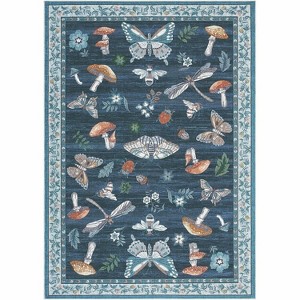 Washable Hallway Runner Rug, Modern Insect Floral Low Pile Kitchen Runner, Soft Non-Slip Stain-Resistant Carpet for Laundry or Bedroom - 1 of 4