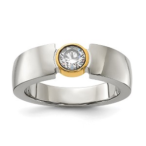 Chisel Stainless Steel Polished Yellow IP-plated with Cubic Zirconia Tapered Ring - 1 of 4
