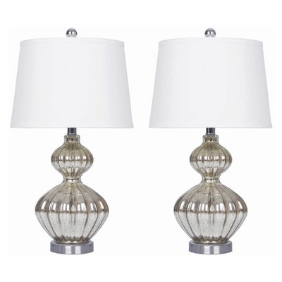 (Set of 2) Soley Glass Table Lamp Silver  - Abbyson Living