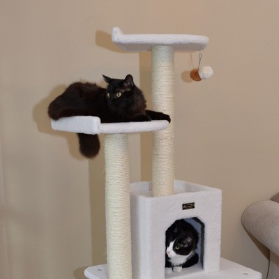 Ivory 62'' Sisal Rope and Faux Fleece Cat Tree with Condo and Perches