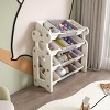 SEVOBAL Utility Storage Bins 6-Bin Kids Toy Nursery Organizer with HDPE Bins, Shelf for Playroom, Bedroom, Living Room, Green, 14.17"*10.63"*33.86" - 3 of 4