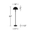 360 Lighting Rhys Mid Century Modern 62" Tall Standing Floor Lamp Skinny Pole Pull Chain Black Metal Living Room Bedroom House Mushroom Dome Shade - 4 of 4
