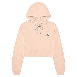 Dalix Salty Embroidery Fleece Hoodie Cropped Long Sleeve Drawstring Fall Spring Womens - 1 of 4
