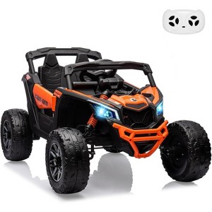 Kids Ride On Car, 12V Ride On UTV with Dual Motors, Remote Control & All-Terrain Tires, LED Lights & Spring Suspension - 1 of 4