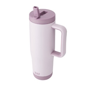 BUILT 40 Ounce Double Wall Stainless Steel Cascade Tumbler with Flip Up Straw Lid and Handle, Hot or Cold Tumbler - 1 of 4