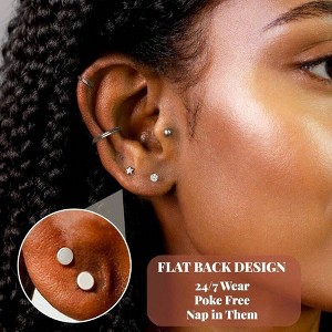 Flat Back Stud Earrings - Hypoallergenic Surgical Steel, Threadless Tragus Helix Conch Lip Piercing Jewelry for Men & Women - 1 of 4