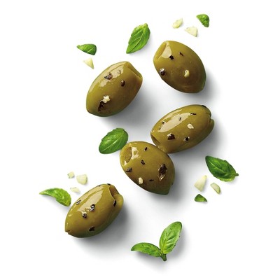 Snack Pitted Green Olives with Basil and Garlic - 1.05oz - Good & Gather™