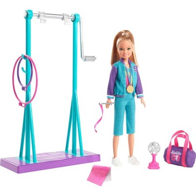 Barbie Team Stacie Doll And Gymnastics Playset With Spinning Bar And 7 Themed Accessories Target