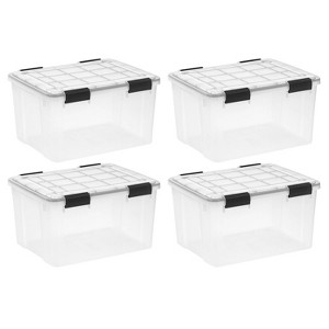 IRIS 44qt Plastic Storage Bins with Sealed Lids Clear Gasket Box Airtight Containers 4pk - 1 of 4