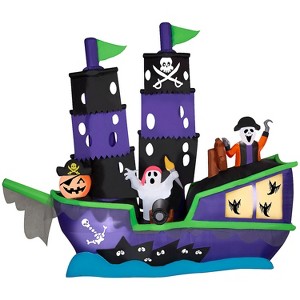 Gemmy 9.6 ft Airblown® Blowup Inflatable Large Pirate Ship Scene with LED Lights Outdoor Decoration - Black - 1 of 3