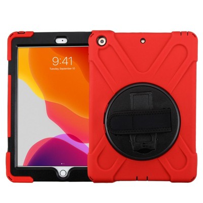 For Apple iPad 10.2" (2019) Case, by Valor Rotatable Stand with Wristband Hard Snap-in Case Cover compatible Apple iPad 10.2" (2019), Red