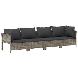 vidaXL Modern & Elegant 4-Piece Patio Lounge Set with Comfortable Cushions, Weather-Resistant Poly Rattan Material, Lightweight & Easy-Assembly, Gray - 1 of 4
