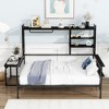 Full-Size Metal Daybed with Portable Desk, Metal Grid Support, Shelves, and Garment Hanger - 2 of 4