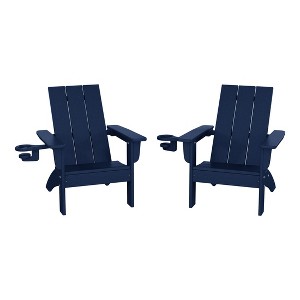 WestinTrends Ashore Kids Outdoor HDPE Plastic Modern Adirondack Patio Chairs with Cup Holders (Set of 2) - 1 of 4
