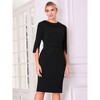 Hobemty Women's Collared Vintage Half Sleeve Sheath Dress with Belt - 2 of 4