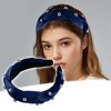 Unique Bargains Women's Braided Faux Pearl Velvet Headband Hairband Accessories 1.2" Wide 1 Pc - 2 of 4
