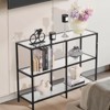 VEVOR 3-Tier Glass Console Table, Modern Rectangle Sofa Side Table with Tempered Glass Top and Iron Legs, Golden Consloe Desk, Black - 2 of 4