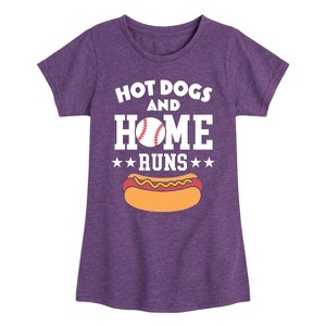 Girls' - Instant Message - Hot Dogs And Home Runs Fitted Short Sleeve Graphic T-Shirt - 1 of 4