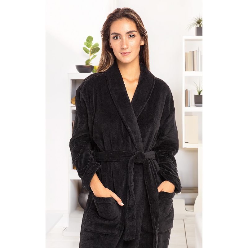 Women's Cozy Fleece Winter Wrap Around Robe, Long Plush Bathrobe, 3 of 8