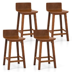Tangkula 24.5" Solid Wood Bar Stools Set of 4 Home Counter Kitchen Stools w/ Low Backrest & Footrest - 1 of 4