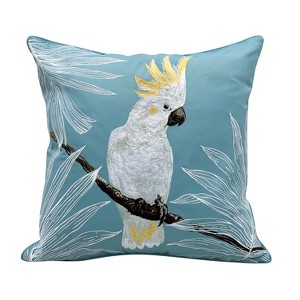 RightSide Designs Cockatoo with leaves Indoor/Outdoor Throw Pillow - 1 of 4