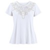 Collections Etc Feminine Lace Trimmed Scoop Neckline Short Sleeve Top - 3 of 4