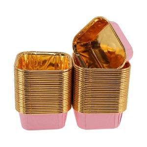 Unique Bargains Square Shape Disposable Baking Cups Aluminum Foil 3.35"x3.35"x1.38" 50 Pcs - 1 of 4
