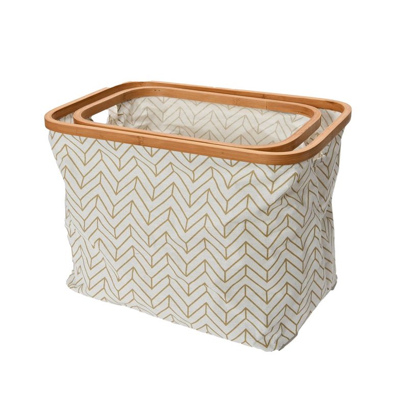 Household Essentials 2pk Bamboo Rimmed Krush Baskets Tan, 4 of 10