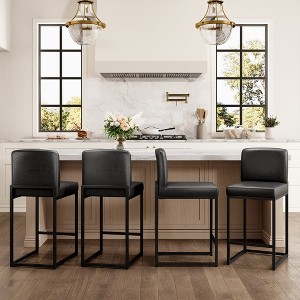 Captiva Designs 24 inch Height Bar Stool with Padded Seat and Back & Sturdy Steel Frame & Footrest - 1 of 4