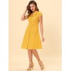 Allegra K Women's Short Sleeve Cotton Work Collar Midi Button Down A Line Dresses - 2 of 4