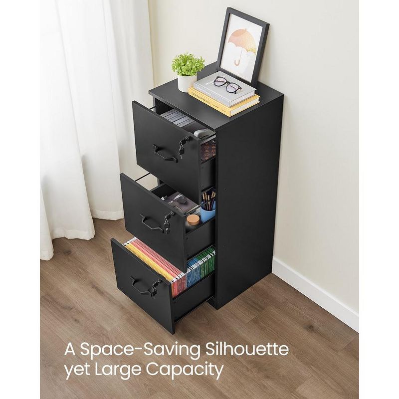 VASAGLE File Cabinet for Home Office, Printer Stand, with 3 Lockable Drawers, Adjustable Hanging Rails, 4 of 7