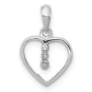 Black Bow Jewelry Three Stone .01 Ctw Diamond 10mm Heart Pendant in Sterling Silver - 1 of 4