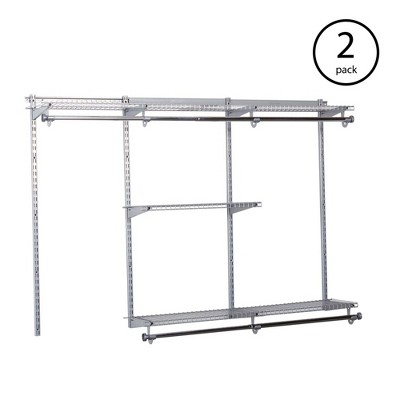 Titanium Expandable Closet Organizer Kit with Shelves and Rods