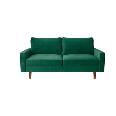 Velvet Loveseat Mid-Century Modern Sofa Tufted Couch with Wooden Legs for Living Room
