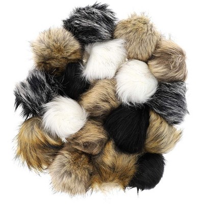 Juvale Fluffy Faux Fur Pom Pom Balls (18 Count), 6 Colors