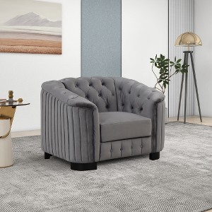 TiramisuBest 41.5" Velvet Upholstered Accent Sofa,Modern Single Sofa Chair with Thick Removable Seat Cushion - 1 of 4