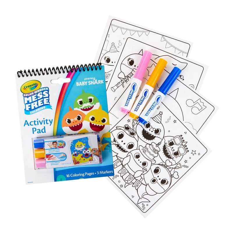 Crayola 16pg Baby Shark Color Wonder Travel Activity Pad with 3 Markers, 2 of 8