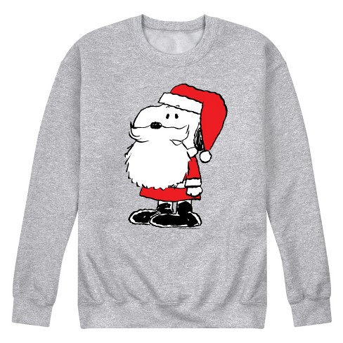 Men s Peanuts Snoopy Christmas Santa Graphic Fleece Sweatshirt Target