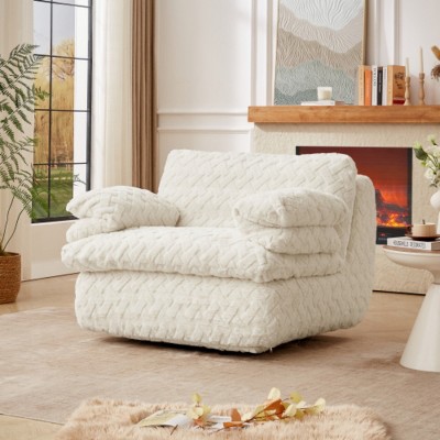 Swivel Corduroy Bean Bag Chair for Adults with Armrests, Oversized Memory Foam Floor Sofa for Living Room, Bedroom or Game Room–The Pop Home