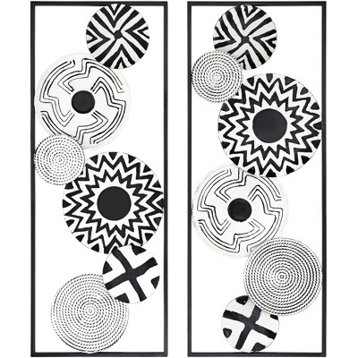 Newhill Designs Black and White Discs 35 1/2" High Metal Wall Art Set of 2