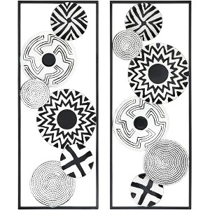 Dahlia Studios Selke Black and White Discs 35 1/2" High Metal Wall Art Set of 2 - 1 of 4
