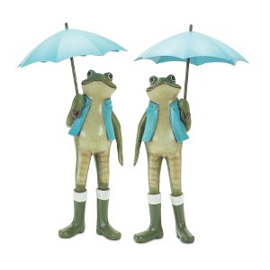 Melrose Garden Frog Statue with Umbrella (Set of 2) - 1 of 4