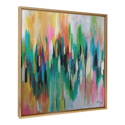 Kate & Laurel All Things Decor 30"x30" Sylvie Brushstroke 155 Framed Metallic Canvas Wall Art by Jessi Raulet of Ettavee Bright Gold