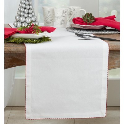Red Cotton Whip Stitched Table Runner, 16 x 108 Inches