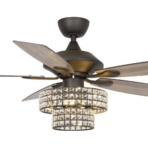 Parrot Uncle 52" Modern Crystal Ceiling Fan with Light and Remote Control - 1 of 4