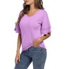 BLUEMING Womens Flutter Elbow Sleeve Shirts V Neck Tee Blouse Pagoda Sleeve T-Shirts Summer Tee Blouse Flowy Tops - 3 of 4