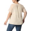 Agnes Orinda Women's Plus Size Contrast Panel Dots Lace Summer Short Sleeve Blouses - 4 of 4