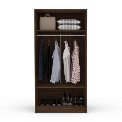 Denmark Dark Brown 71" Modern Wardrobe with Sliding Doors