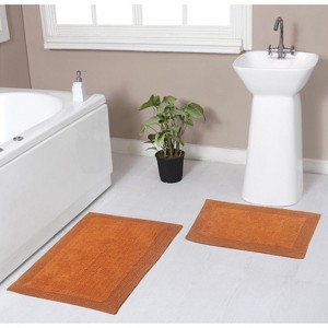 Luxury Reversible Bathroom Rugs Set, Washable Rug, Extra Soft and Absorbent bath Rug, Kitchen Mat, Non-Slip Bath Mat Set, 2 Pcs Set(S+M), Terracotta - 1 of 4