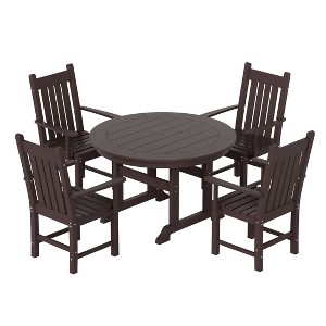 WestinTrends 5 Piece Outdoor Patio Dining Set Outdoor Round Table and Armchair Set - 1 of 2